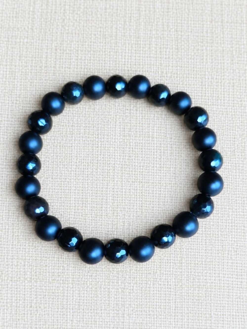 Black Onyx Beaded Stretch Bracelet | Handmade